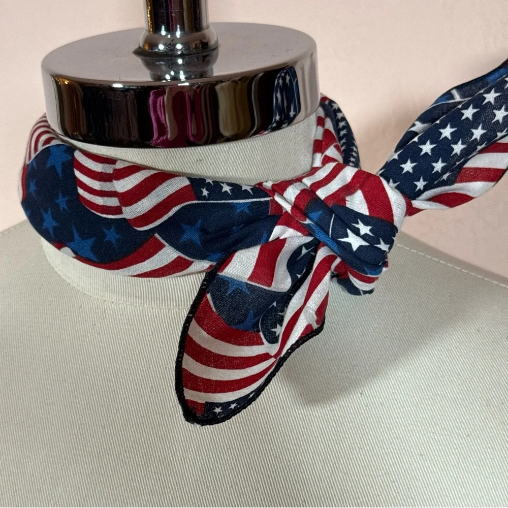 Vintage 1980 90 Handmade retro western flag print bandana scarf USA 🇺🇸 - Picture 4 of 15